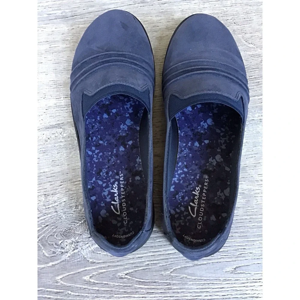 Clarks Shoes Womens 8 Wide Breeze Sol Slip On Comfort Shoes 26175260 Navy Marine
